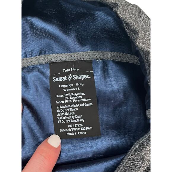 Sweat Shaper Sauna Leggings Womens Large Gray High Waist Compression Pants - Picture 10 of 10